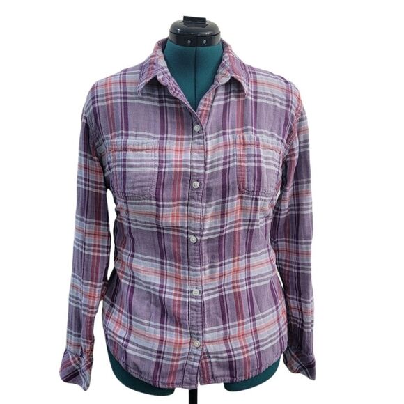 Riders by Lee Long Sleeve Button Down Shirt Purple Plaid 100% Cotton Size XL - Picture 1 of 9